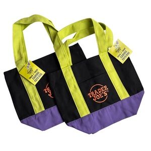 NWT Trader Joes Mini Canvas Tote Bag  - 2 Bags!